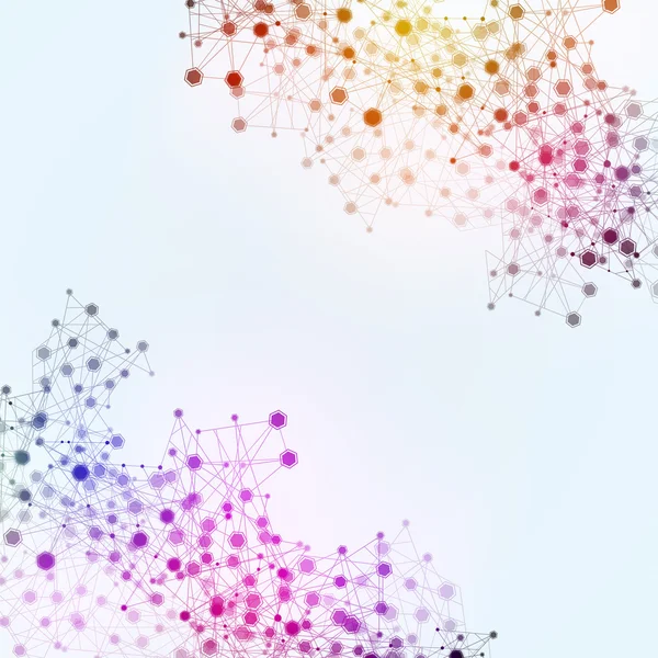 Conexões de rede de tecnologia Fundo multicolorido — Fotografia de Stock