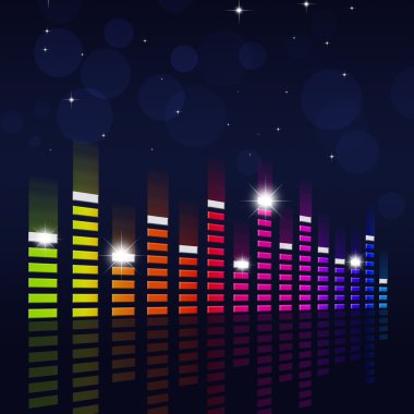 çok renkli müzik ekolayzer mavi zemin üzerine