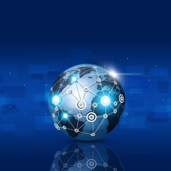 Global Network Blue Background — Stock Photo, Image