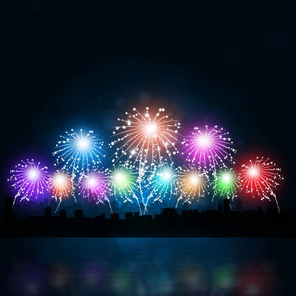 New Year City Fireworks — Stock Photo, Image