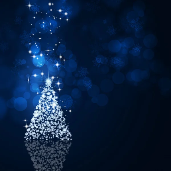 Kerstboom magische blauwe achtergrond — Stockfoto