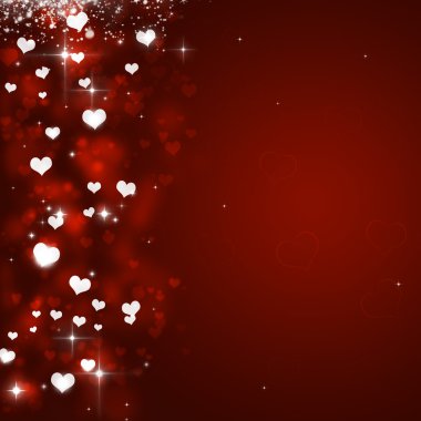 Kırmızı arka plan Valentine Kalpler