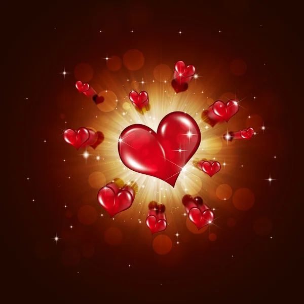Red Hearts on red Background — Stock Photo, Image