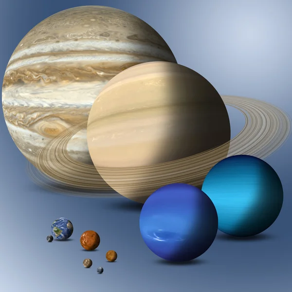 Comparación de planetas del sistema solar de tamaño completo —  Fotos de Stock