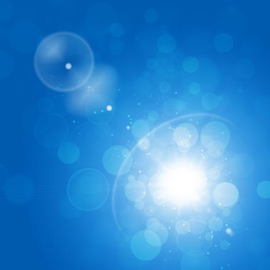 Güneşli mavi arka plan