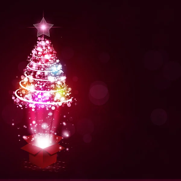 Presente mágico com árvore de Natal — Fotografia de Stock