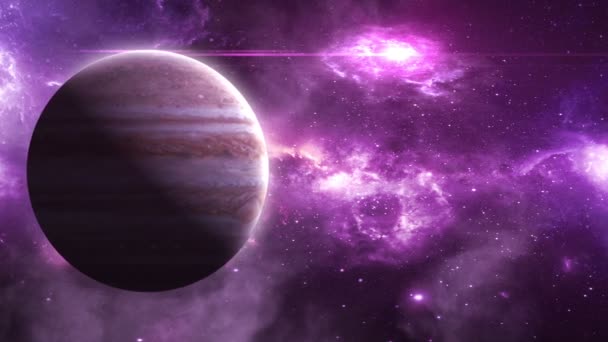 Jupiter Auf Dem Hintergrund Eines Schönen Nebels Animation — Stockvideo