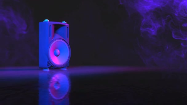 Sistema Altavoces Trabajo Iluminación Neón Animación — Vídeo de stock