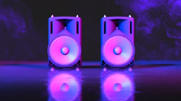 Funktionierendes Lautsprechersystem Neonbeleuchtung Animation — Stockvideo