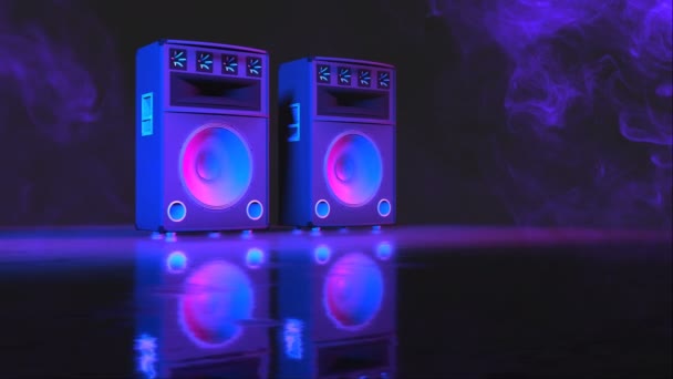Högtalarsystem Neonbelysning Animation — Stockvideo