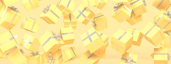 Falling Yellow Gift Boxes Yellow Background Illustration — Φωτογραφία Αρχείου