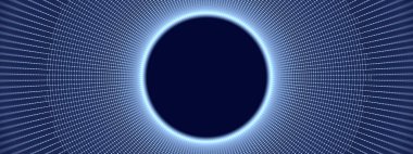 Çember şeklindeki bir ızgaradan soyut teknolojik arkaplan, 3 boyutlu illüstrasyon