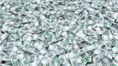 Tüm çerçeve için 50 Çin Yuan 'lık banknotlar halinde paketleme, 3D illüstrasyon