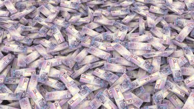 tüm çerçeve için 10 Kanada Doları banknotları paketleme, 3D illüstrasyon