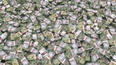 tüm çerçeve için 50 İsviçre frangı banknotları, 3d illüstrasyon