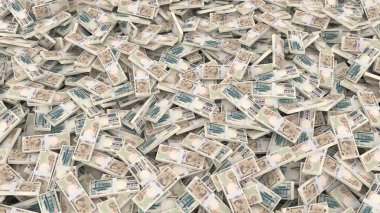 Tüm çerçeve için 2000 Japon yenlik banknotlar, 3D illüstrasyon