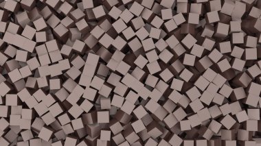 Kahverengi küplerin soyut arkaplanı, 3D illüstrasyon