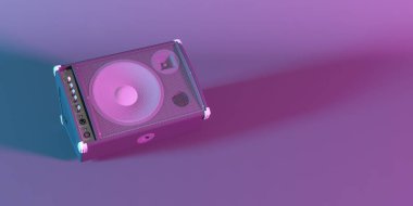 Neon ışıklandırma hoparlör sistemi, 3d illüstrasyon