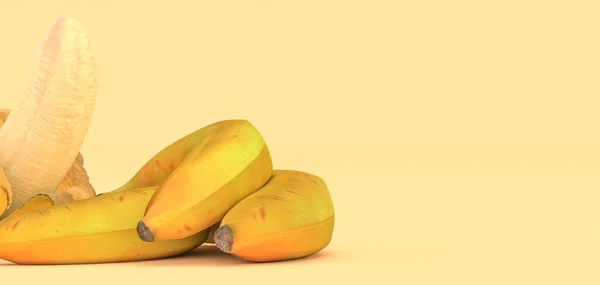 Verschillende Bananen Een Gele Achtergrond Illustratie — Stockfoto