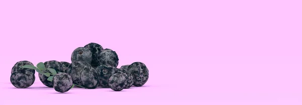 紫色背景的蓝莓 3D插图 — 图库照片