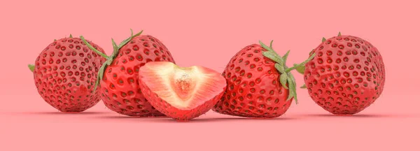 Erdbeere Auf Rotem Hintergrund Illustration — Stockfoto