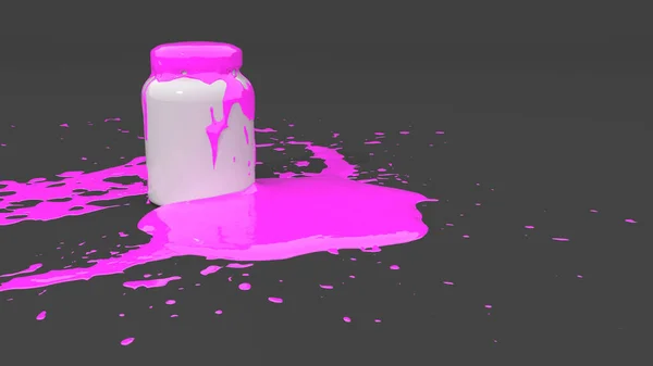Weiße Flasche Gefüllt Mit Pinkfarbener Farbe Form Eines Schandflecks Illustration — Stockfoto