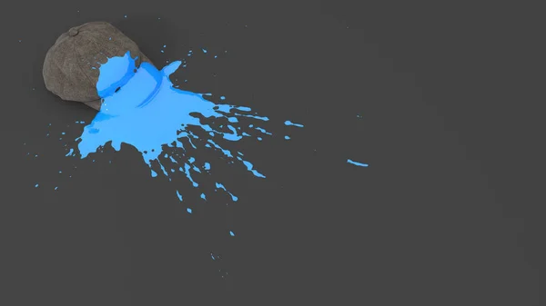 ブロットの形をした青の塗料で染色されたキャップ 3Dイラスト — ストック写真
