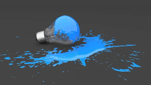 Gloeilamp Gekleurd Met Blauwe Verf Vorm Van Een Vlek Illustratie — Stockfoto