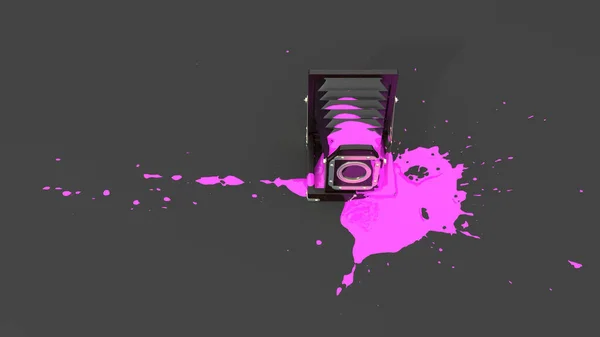 Retro Kamera Mit Pinkfarbener Farbe Form Von Klecksen Illustration — Stockfoto