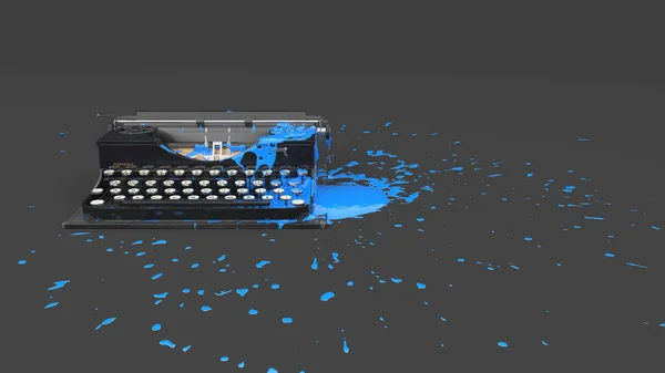 Пишущая Машинка Окрашена Синими Чернилами Виде Блотов Иллюстрация — стоковое фото