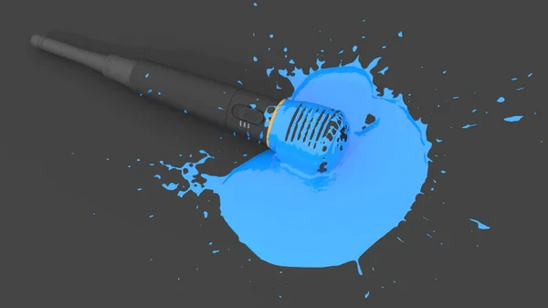 Mikrofon Mit Blauer Farbe Form Eines Schandflecks Befleckt Illustration — Stockfoto