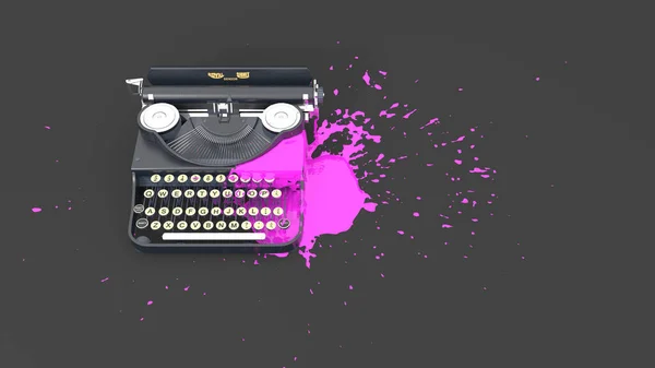 Mașină Scris Colorată Cerneală Roz Sub Forma Unei Pete Ilustrație Imagine de stoc