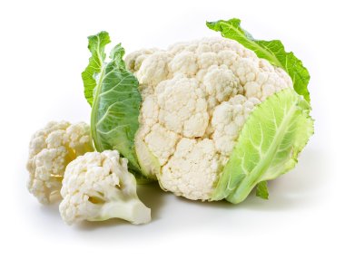 Fresh cauliflower with pieces isolated on white clipart