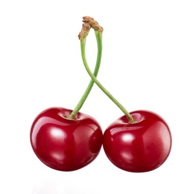 beyaz arkaplanda kiraz