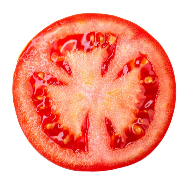 Tomatenscheibe isoliert auf weiß — Stockfoto