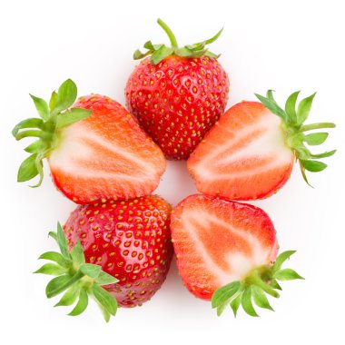 Çilek. Beyaz izole çilek