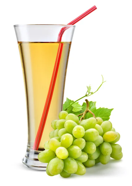 Glass of grape juice with fruit isolated on white. — Stock Photo, Image