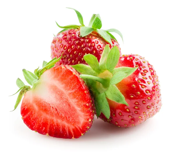 Φράουλες απομονωμένες σε λευκό φόντο. — Φωτογραφία Αρχείου