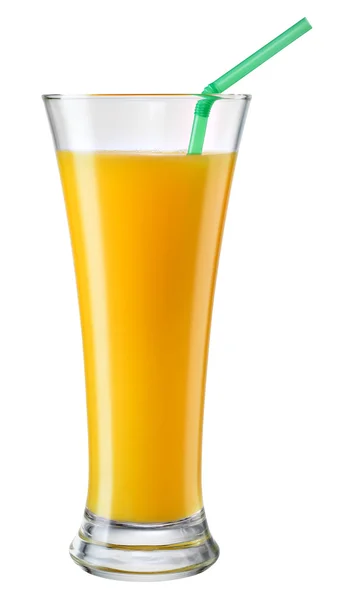 Glas Orangensaft isoliert auf weiß. mit Schnittpfad — Stockfoto