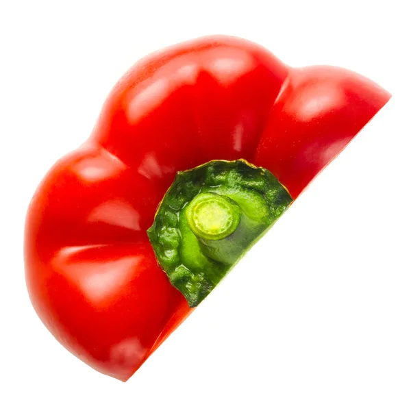 Sweet red pepper. Half of vegetable isolated on white. — Stock Photo, Image