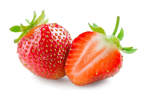 Strawberry. Whole berry and a half isolated on white — Stock Photo, Image