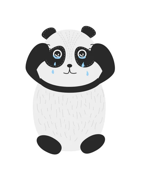 Sad Panda Panda Crying Vector Illustration — Vettoriale Stock