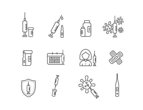 Iconen. Vaccinatie. Vectorillustratie. — Stockvector