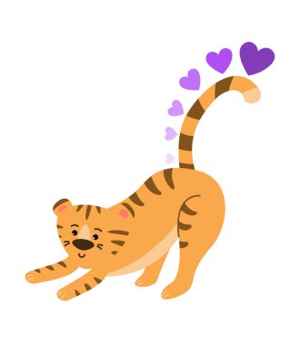 Dört ayak üstünde kaplan. Sevgi. Vektör resmi.