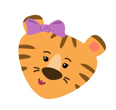 Fiyonklu bir dişi kaplan. Vektör resmi.