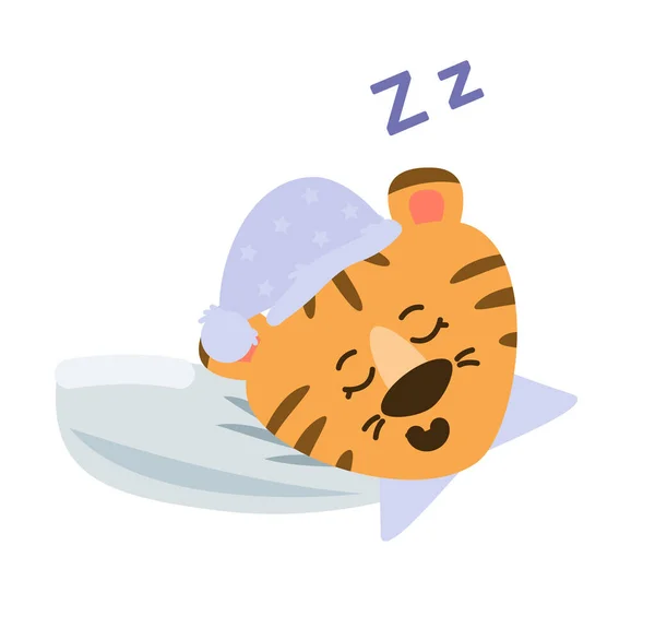 O tigre dorme de pijama. Imagem vetorial. — Vetor de Stock