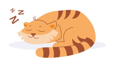 Kaplan yerde uyuyor. - Ne? Vektör resmi.