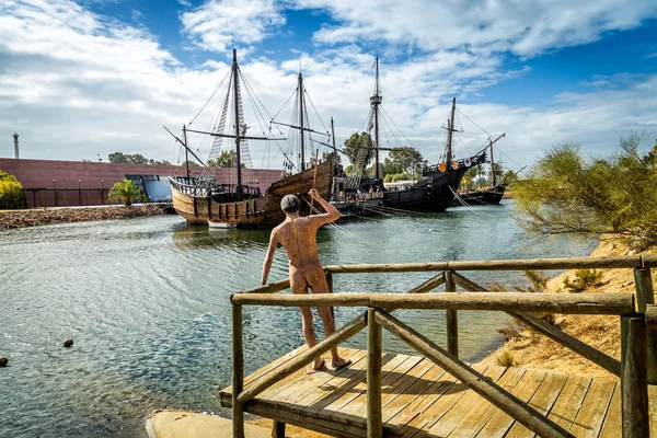 Schepen Christopher Columbus, La Rábida, Huelva in Spanje — Stockfoto