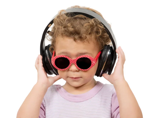 Niña con auriculares — Foto de Stock