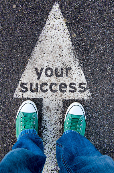 Green shoes on your success sign